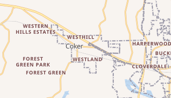 Coker, Alabama map