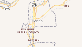 Harlan, Kentucky map