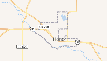 Honor, Michigan map