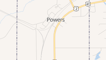 Powers, Michigan map