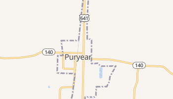 Puryear, Tennessee map