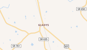 Gladys, Virginia map