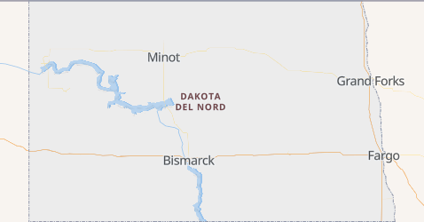 Mappa di Dakota del Nord