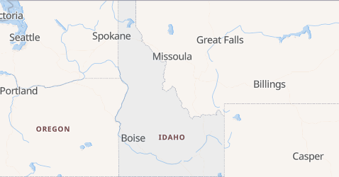 Idaho - szczegółowa mapa