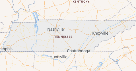 Tennessee - szczegółowa mapa
