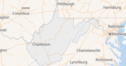 Mapa de Virgínia Ocidental